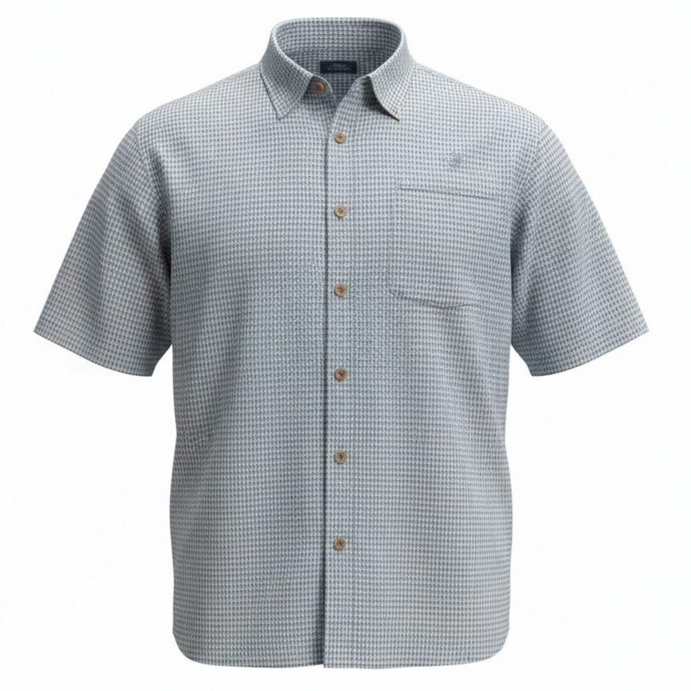Mojo Fishing Shirt Mens Gingham Plaid Short‎ Sleeve Vented Button Up Casual
